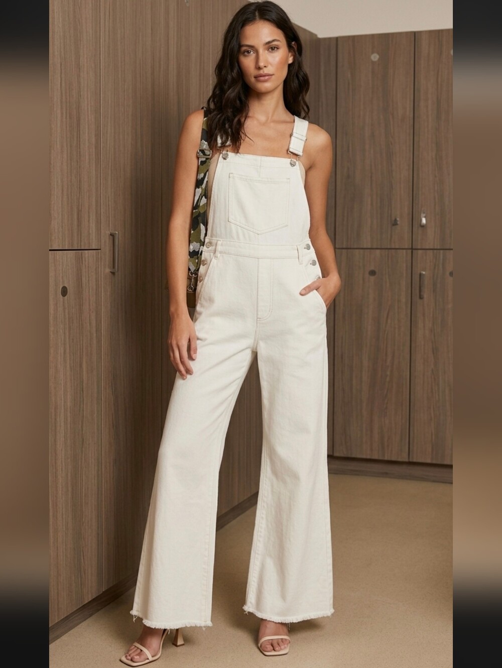 NY&Co Aaron & Amber White Denim Overalls